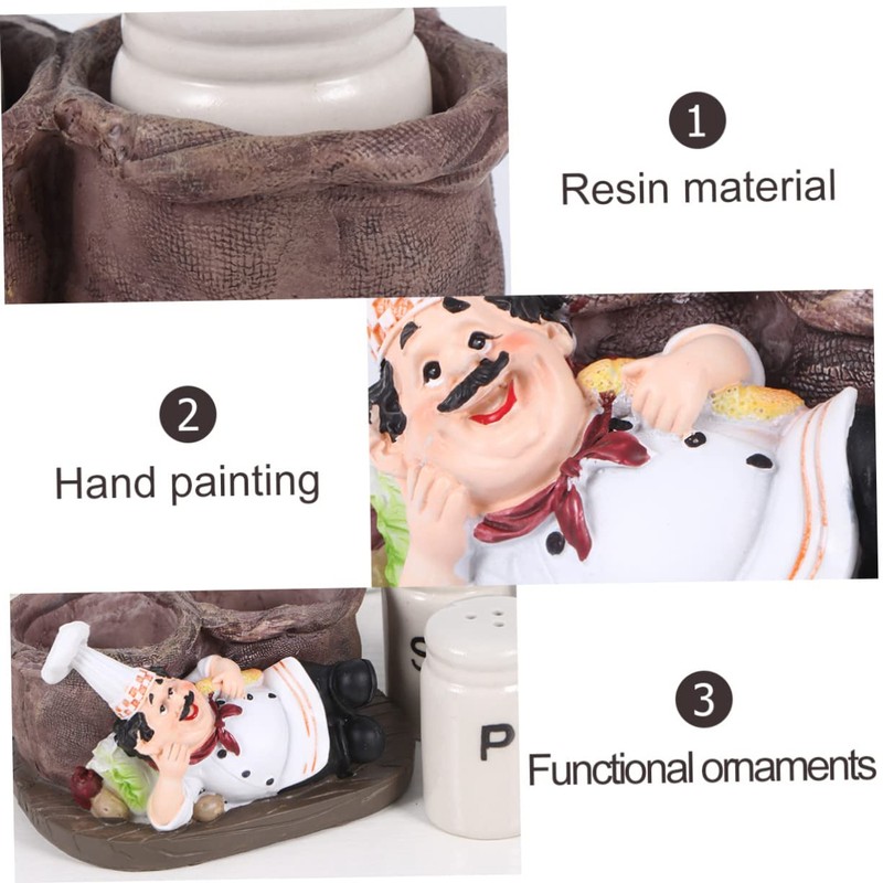 WOONEKY 1pc European Style Resin Chef Figurine Toothpick Holder Cute