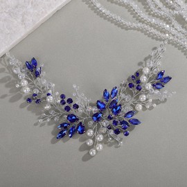 Rumtock Blue Rhinestones Headband for Wedding Brides Bridesmaid Hair Comb Women Special Occasion Headpiece Jewelry (Blue)