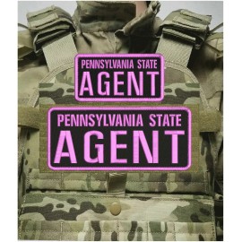 PENNSYLVANIA S AGENT  EMBROIDERY PATCH 4X10 & 3X6 HOOK ON BACK PINK ON BLACK