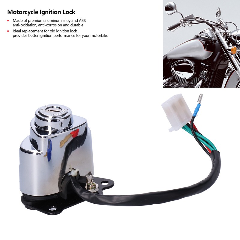 Motorcycle Ignition Switch Lock with 3 Colors Keys Fit for
