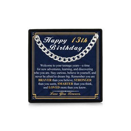 Rajputana 13th Birthday Gifts for Boys 5mm Thick Cuban Silver Chain Boy Necklace Hypoallergenic Silver Chains Son Grandson 13th Birthday Jewelry Gift