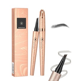 JUKOTA Augenbrauenstift,Microblading Augenbrauenstift mit 4 Gabelspitzen,Wasserdichter und Schweißfester,Wischfest Eyebrow Pencil Kann Leicht Natürliche Augenbrauenform（Dunkelbraun）