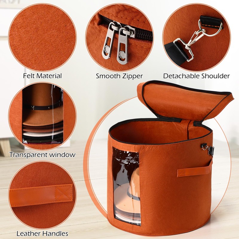 Suzile 4 Pcs Hat Boxes Oversized Round Cowboy Hat Storage
