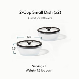 Anyday 2-Pack (2-Cup) Glass Food Storage Set with Glass Lids | Plastic-Free Frosted Meal Prep Bowls | Stackable Airtight Storage Container Set with Vented Silicone Lid for Microwave-Safe Reheating