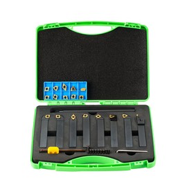 YUFUTOL Indexable Lathe Turning Tool-5/8" Shank 9 Pieces Carbide Turning Tools and Boring Bar,CNC Heavy-Duty Metal Lathe Cutting Tools for Turning Grooving Threading Cutting Boring