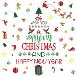 Christmas Wall Decal Santa Claus Elk Christmas Tree Wall Stickers Removable Vinyl Wall Art Decals Decor Christmas Party Wall Decor New Year Happy Christmas Window Playroom Classroom Living Room Decor