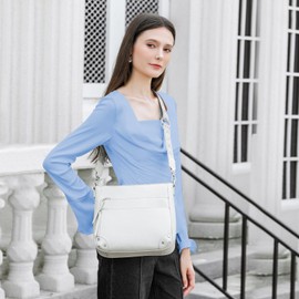 Waniki Shoulder Bag Women's Medium Shoulder Bags Leather PU Handbag for Women Crossbody Bag Soft Tote Bag with Adjustable Women's Wide Strap, beige, Fashionable