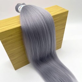 Grey Braiding Hair Pre Stretched Kanekalon Long Braiding Hair 26 Inch Fake Synthetic Hair for Braiding Extensions Micro Crochet Clean Therapy Prestretched Prestressed Braiding Hair UPruyo (3 Packs)