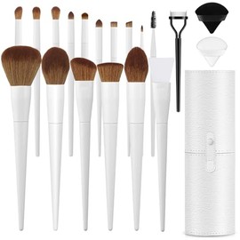 LUXBRU Juego de 20 brochas de maquillaje profesional con estuche, juego de brochas de maquillaje para base en polvo, juego de brochas para sombra de o