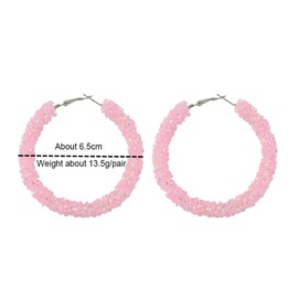 Acrylic Cute Candy Crystal Chips Wrapped Hoop Earrings Colorful Transparent Geometric Round Dangle Drop Earrings Party Jewelry for Women-pink