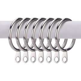 iPEAK 36 Pieces Curtain Rings 38mm Internal Diameter Metal Curtains Large Rings Hanging Hooks For Curtain Rods Pole (Silver)