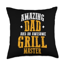 Cool Barbeque Family Reunion BBQ Squad Party Amazing Dad Proud Awesome Grill Master BBQ Family Throw Pillow, 18x18, Multicolor