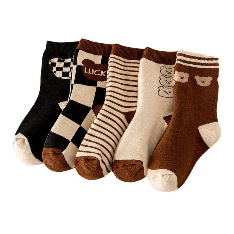 Children Socks Mid Calf Combed Cotton Thickened Cartoon Pattern Toddler