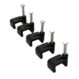On1shelf® Black Flat Cable Clips With Fixing Nail 10mm 50 pieces