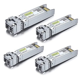 10GBase-SR SFP+ Transceiver, 10G 850nm MMF, up to 300 Meters, Compatible with Cisco SFP-10G-SR, Meraki MA-SFP-10GB-SR, Ubiquiti UniFi UF-MM-10G, Fortinet, Mikrotik, D-Link and More, Pack of 4