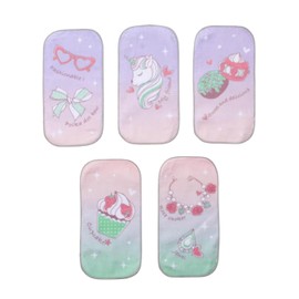 Belle Maison Towel Handkerchief, Set of 5 Patterns, Pocket Included, Trifold, For Boys And Girls, School Commutes, Kindergarten, Lavender Style, Lavender