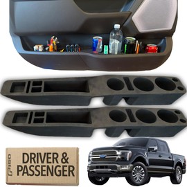 Cup Holders Insert Door Organizer Compatible with Ford F-150 2021-2025 Accessories for Drivers Side Only, Best Truck Accessories, F-150 Door Organizer Custrom Fit Storage Box (Combo Driver+Passenger)
