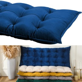 Drydiet Bench Cushion for Indoor Furniture 42x16 in Velvet Thicken Indoor Window Seat Cushion, Soft Piano Sofa, Entryway Storage, Bay Window Tufted Patio Porch Swing Bench Pad Memory Foam(Royal Blue)