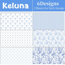 Keluna Blue Bow Gift Wrapping Paper - 12 Pcs Cute Bow Chinoiserie Art Design Gifts Wrap Paper For Valentine'S Day Boy Birthday Bachelorette Party Baby Shower Wedding Holiday