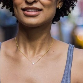 Yienate Fashion Small Dot Necklace Simple Minimalist Jewelry for Women Girls (Gold)