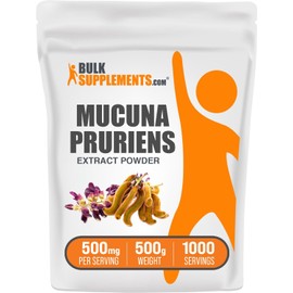 BulkSupplements.com Mucuna Pruriens Extract Powder - Mucuna Pruriens Supplements, Herbal Supplement - Vegan & Gluten Free, 500mg per Serving, 500g (1.1 lbs) (Pack of 1)