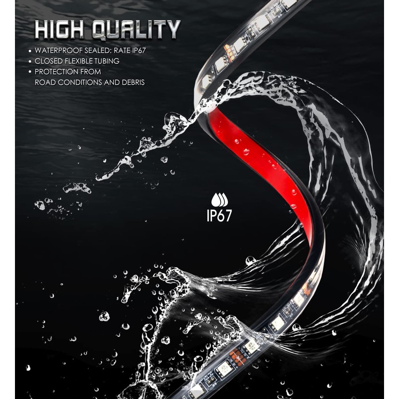 Xprite Car Underglow Neon Accent Strip Lights, 4 Pcs RGB