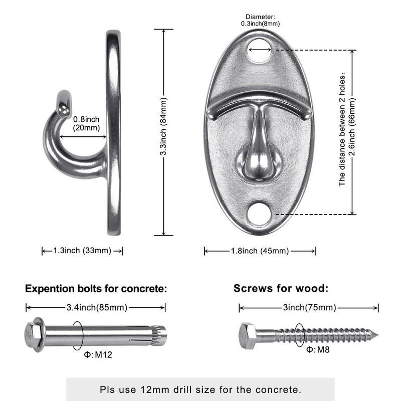 SELEWARE 3 Pack Heavy Duty Stainless Steel Wall Anchors for