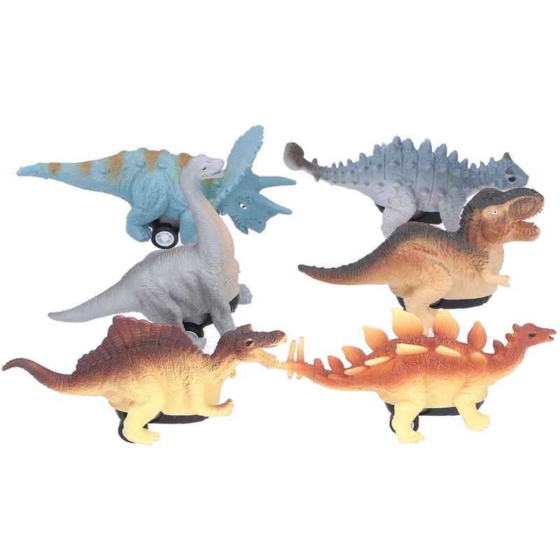 6Pcs Dinosaur Pull Back Car Children Model Simulation Brachiosaurus Tyrannosaurus