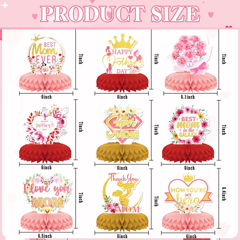 Mother's Day Theme Party Decorations,9 PCS KSKSPE Mother's Day Centerpieces