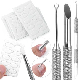 Circle Bevel Double-ended Nail Cuticle Pusher Tool Pre-polish Sandpaper Sheets Manicure Kit Stainless Steel Nail Pusher Cuticle Remover Self-adhesive Sand Paper Nail Art Dead Skin Removing Nail Tools