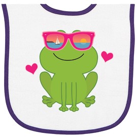 inktastic Summer Frog Beach Vacation Sunglasses Baby Terry Cloth Bib White and Purple 36770