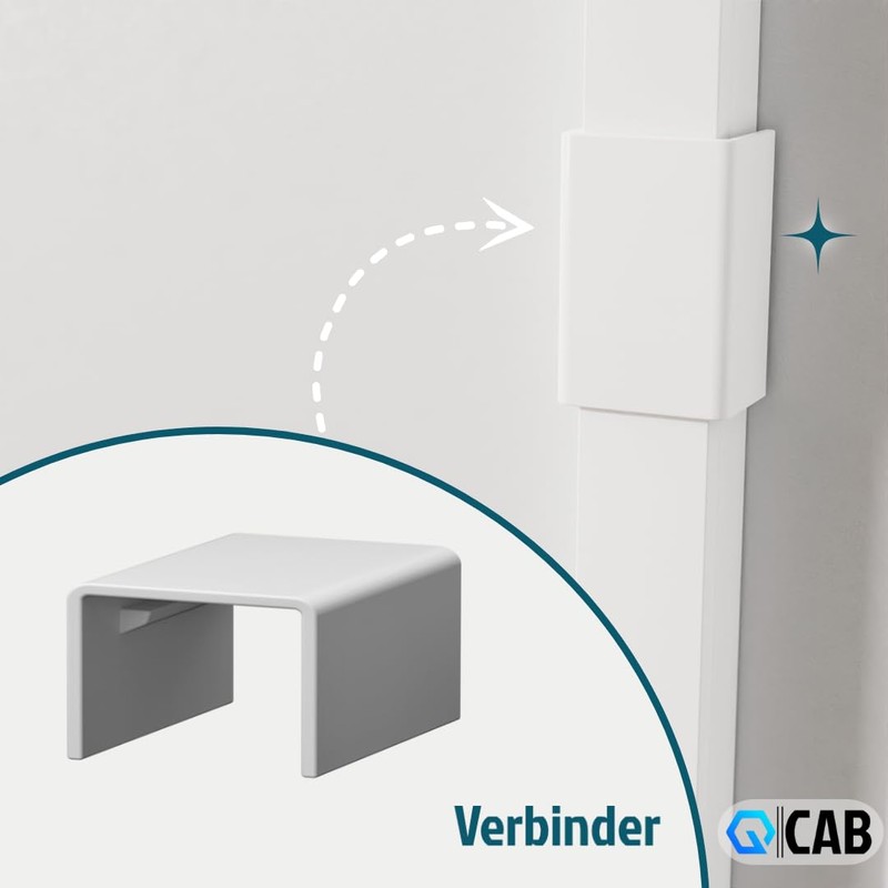 QCAB Connectors Set for Cable Duct 1.5 x 1.0 cm,
