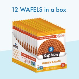 Rip Van Wafels Honey & Oats Stroopwafels - Healthy Snacks - Non GMO Snack - Keto Friendly - Office Snacks - Low Sugar (3g) - Low Calorie Snack - 48 Pack