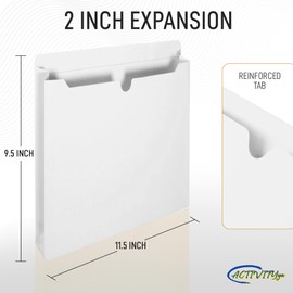 White File Jackets, 2 Inch Expansion, Letter Size, Reinforced Straight-Cut Tab, 6 Pack