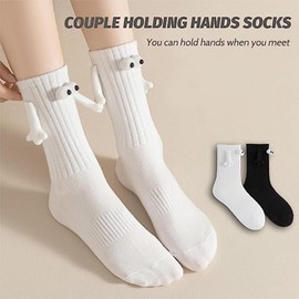 ADLUH Magnetic Socks, Socks with Magnets, Socks Holding Hands, Funny Magnetic Suction 3D Doll Pair Socks, Funny Unisex Socks, Holding Hands, Couple, Novelty, Couple Socks, 2 pairs