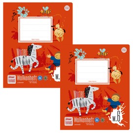 Formati Wolkenheft W.6 Quart 20 Sheets Cloud Fields + 10 mm Lined 100% Recycled Paper Pack of 2 for Vocabulary Collections