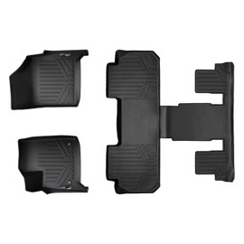 MAXLINER Floor Mats 3 Row Liner Set Black for 2018-2019 Buick Enclave with 2nd Row Bucket Seats