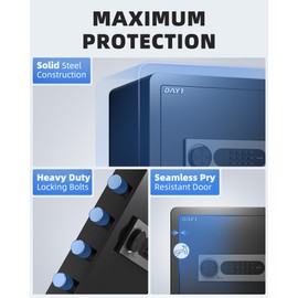 DAYI Safe Box, 2.0 Cubic Feet Home Safe with Fireproof Waterproof Bag, Security Safe Box for Money Cash Valuables, Digital Electronic Keypad, Dual Alarm System, Removable Shelf - D-45