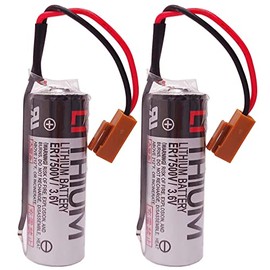 (2-Pack) 2700mAh 3.6V ER17500V PLC Lithium Battery ER17/50 with Plug for Injection molding Machine with Lithium Battery, for CNC PLC Controller Battery