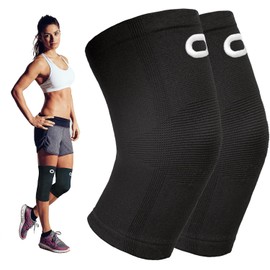 Crucial Compression Knee Support Sleeves for Women & Men (Pair) - Black, M