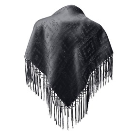 Silk cloth black dirndl costume cloth 75 x 75 cm dirndl cloth silk fringe scarf for traditional costume silk scarf with fringes shoulder scarf silk clouth high quality, black