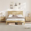 GarveeHome Queen Bed Frame with Natural Rattan Headboard, Metal Platform