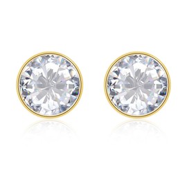 Glintara Women's Stud Earrings 925 Silver, Classic Earrings for Girls, Round Earrings Stud Set with Zirconia 4/5/6 mm, Sleeping Cartilage Stud Earrings, Hypoallergenic Earrings with Gift Box, Sterling