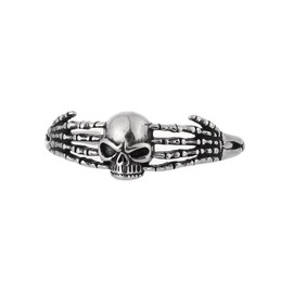EENSYWEENSY Gothic Skull Cuff Bracelet, Stainless Steel Skeleton Hands Bangle Bracelet, Punk Rock Jewelry Gift Women Men