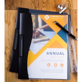 Juvale 10 Pack Clear Report Covers with Sliding Bar and Swing Clip for Letter Size Documents, Presentation, Resume (Black, 9 x 11 Inches)