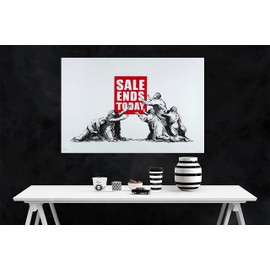 Sale Ends by Banksy on Framed Canvas Prints Wall Art Pictures Graffiti Artwork Home Office Bedroom 30 x 20cm (12 x 8 inches) A4