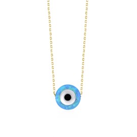 GELIN 14k Solid Gold Evil Eye Necklace for Women | Opal Jewelry | Christmas Gift