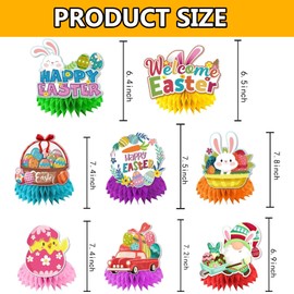 JSTHHTT 8PCS Easter Decorations Home, Spring Honeycomb Paper Ball, Bunny Decorations, Hanging Paper Ornaments for Easter Home Decor Dollhouse Party