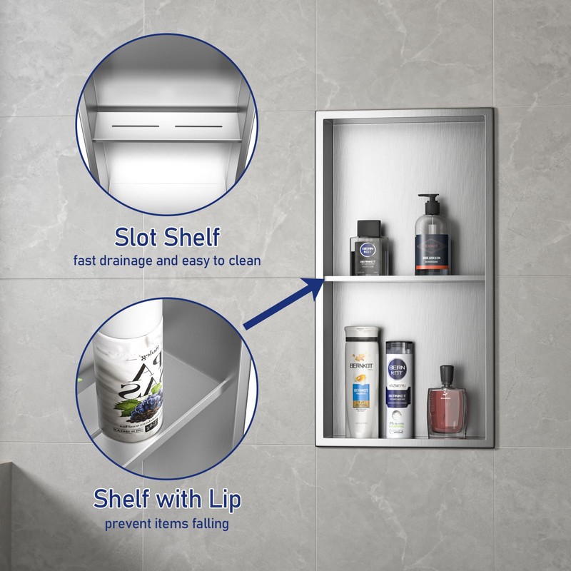 Bernkot Stainless Steel Shower Niche 24" X 12" Brushed No