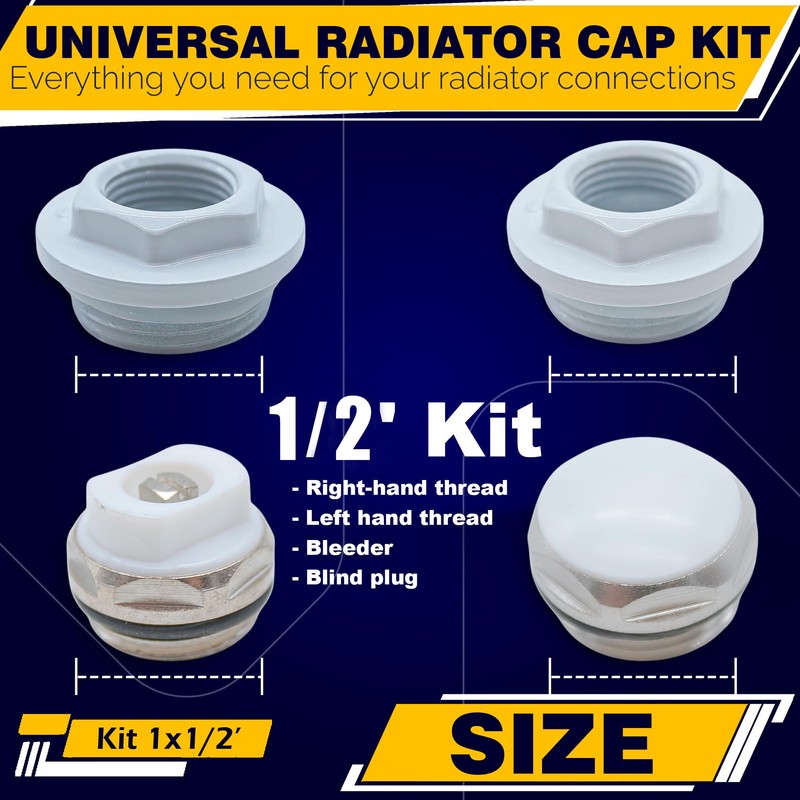 DOJA Barcelona Radiator Mounting Set 1 x 1/2 White Kit